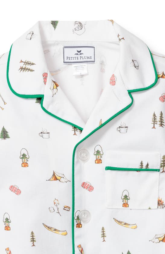 Shop Petite Plume Kids' Camping Print Two-piece Short Pajamas In White