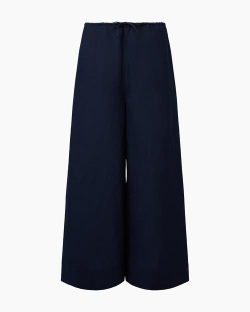 Onia Drawstring Linen-blend Wide-leg Pant In Deep Navy