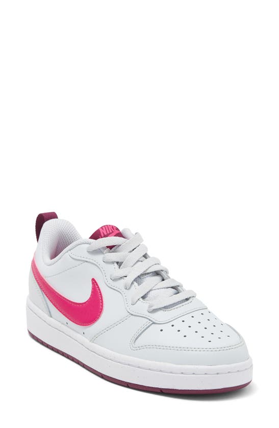 Nike Kids' Court Borough Low 2 Sneaker In Pure Platinum/ Pink/ Sangria