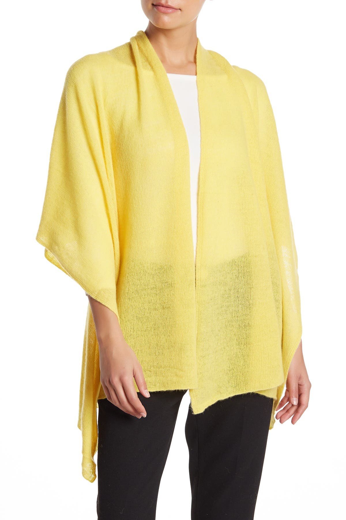 Portolano Lightweight Lambswool Blend Rolled Edge Wrap In Open Yellow12
