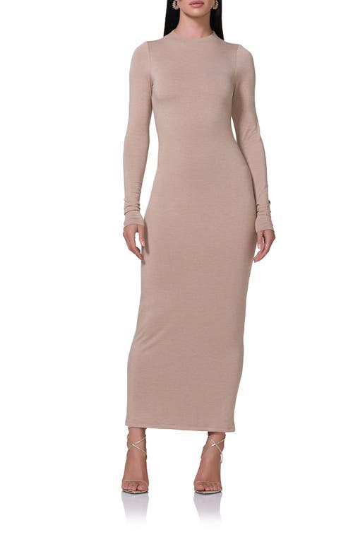 Shop Afrm Juniper Long Sleeve Body-con Dress In Heather Taupe