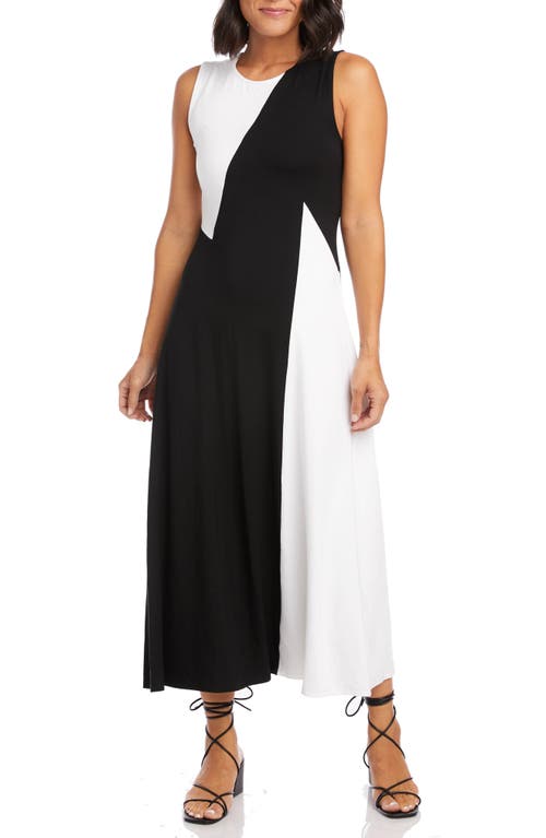 Karen Kane Sleeveless Colorblock Maxi Dress in Black W/White