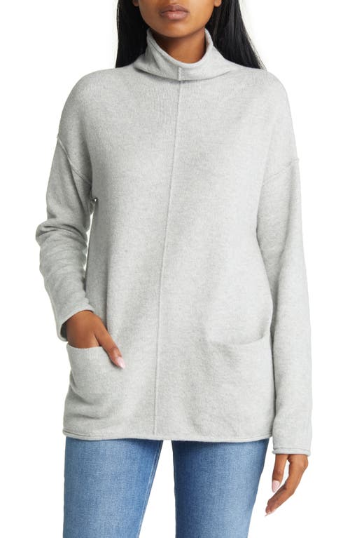 caslon(r) Pocket Funnel Neck Cotton Blend Sweater in Grey Heather