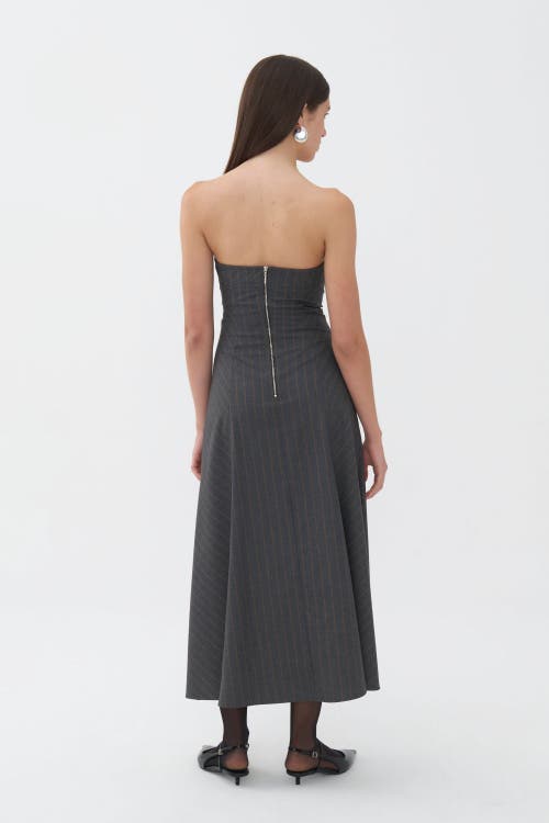 Shop Nocturne Strapless Maxi Dress In Grey
