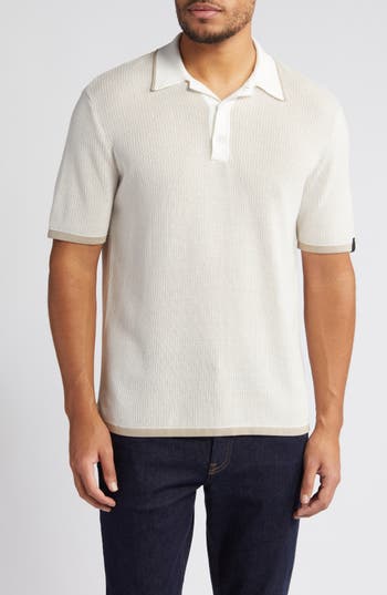 Shop Rag & Bone Harvey Knit Polo In Taupe Multi