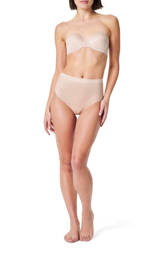 Shop Spanx Thinstincts 2.0 Printed Power Thong In Champagne Beige