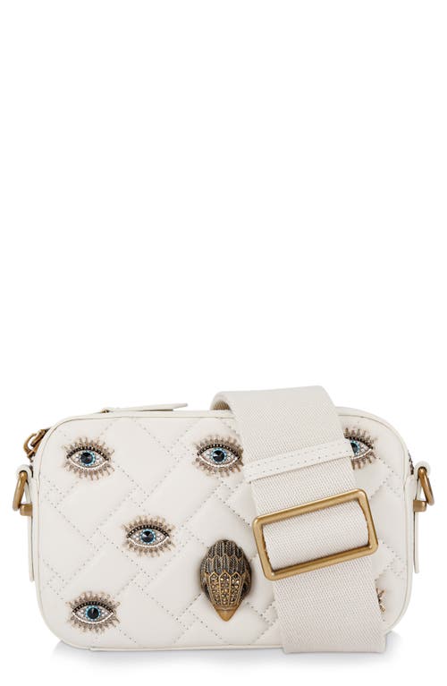 Small Kensington Eye Quilted Leather Camera Bag in Open White