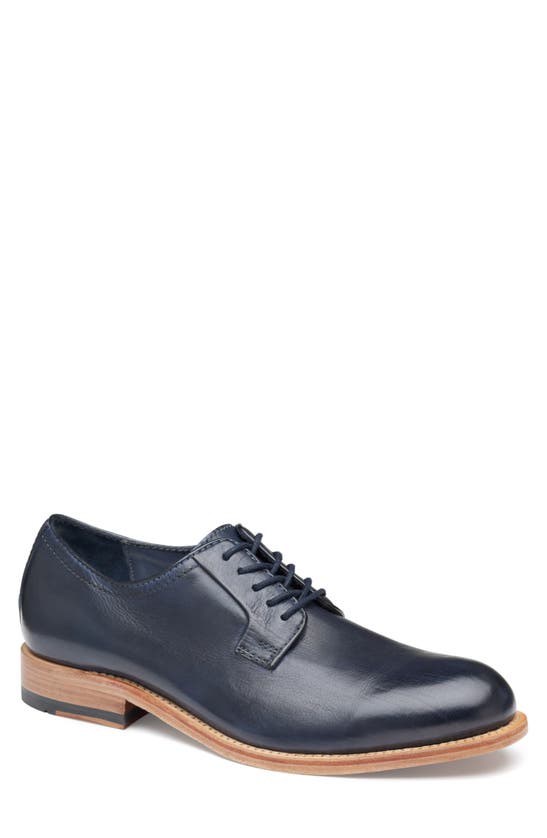 Shop Johnston & Murphy Collection Dudley Plain Toe Derby In Navy Dip-dyed Calfskin