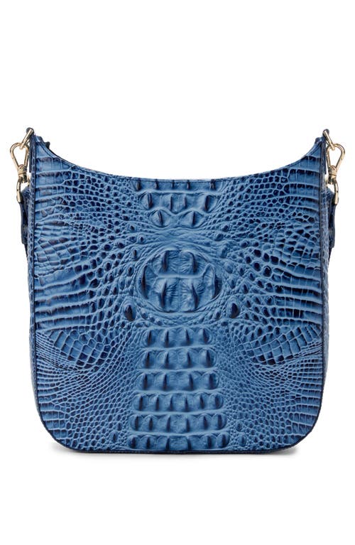 Shop Brahmin Leia Croc Embossed Leather Crossbody Bag In Blue Serenade