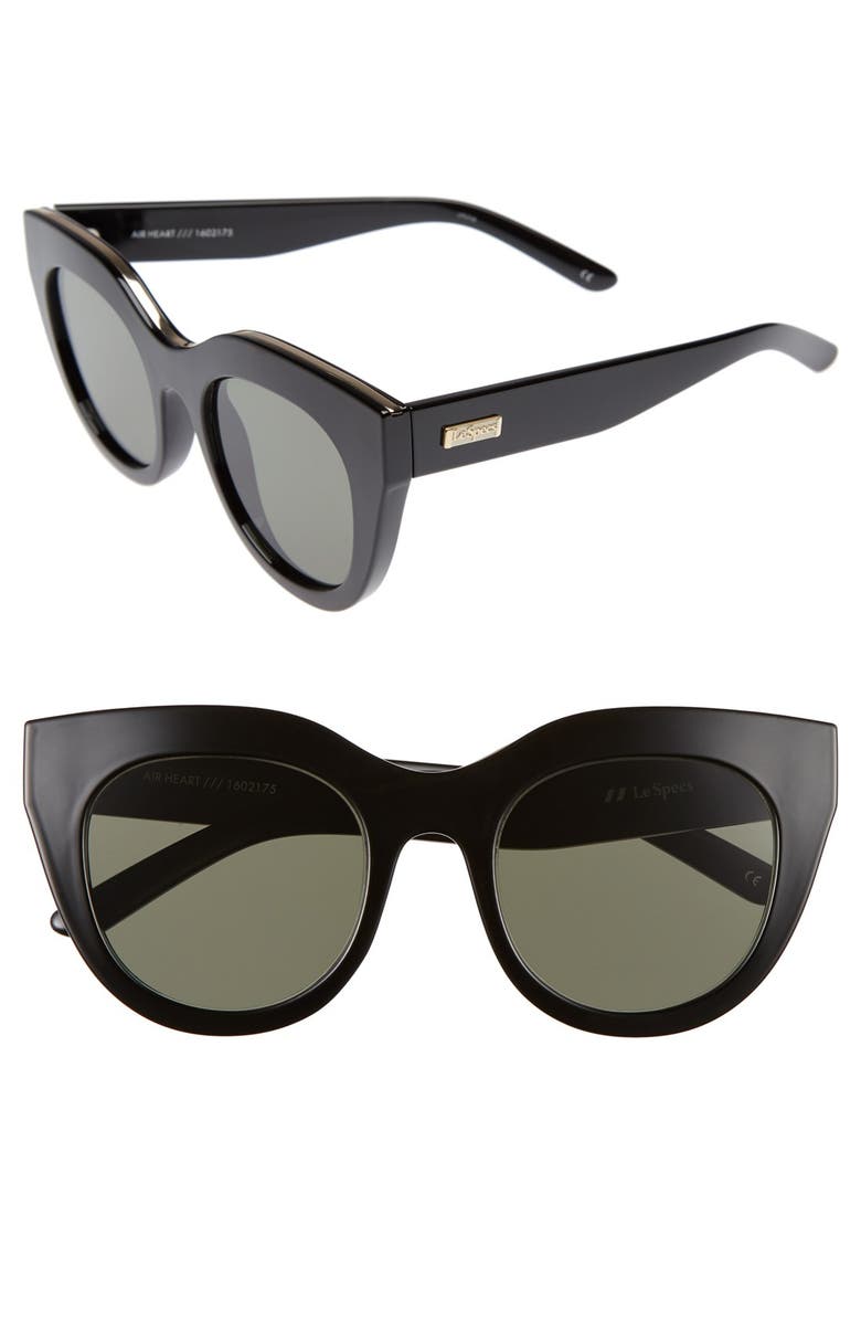 LE SPECS Air Heart 51mm Sunglasses, Main, color, BLACK/ GOLD