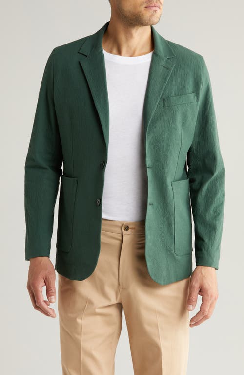 Percival Tailored Stretch Cotton Seersucker Sport Coat Forest at Nordstrom, R