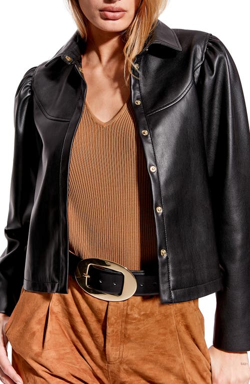 AS by DF Fallon Recycled Leather Shirt Jacket in Black