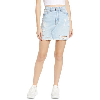Tinsel Ripped Denim Miniskirt, 7 - Blue