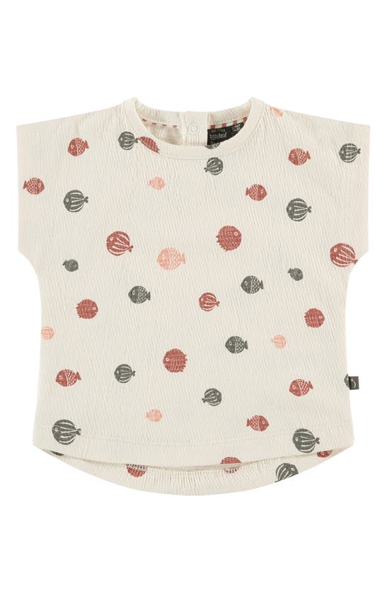 Babyface Babies' Fish Print Textured Top In Ivory