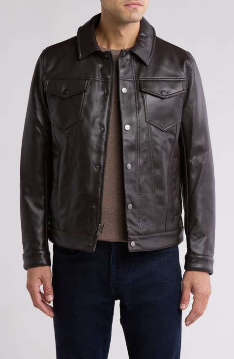 Kingbury Faux Leather Trucker Jacket