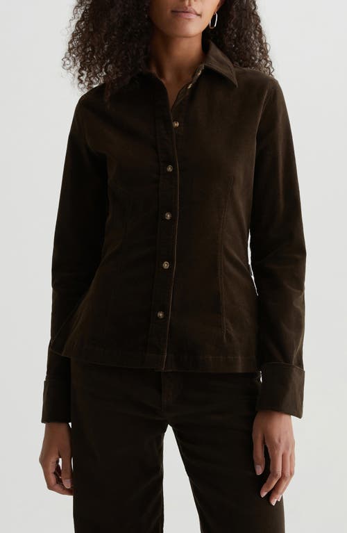 Ag Cheryl Stretch Velveteen Shirt Jacket In Rich Umber