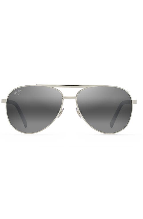 Maui Jim Seacliff 61mm Polarized Aviator Sunglasses In Metallic