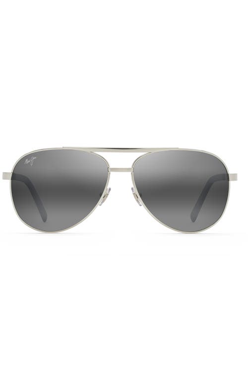 Maui Jim Seacliff 61mm Polarized Aviator Sunglasses In Silver/grey Gradient