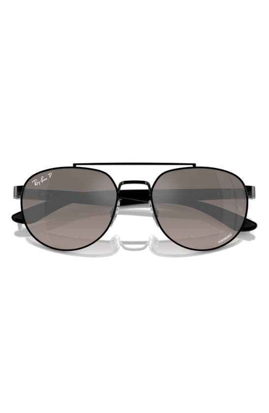 Ray Ban 56mm Polarized Irregular Sunglasses In Black