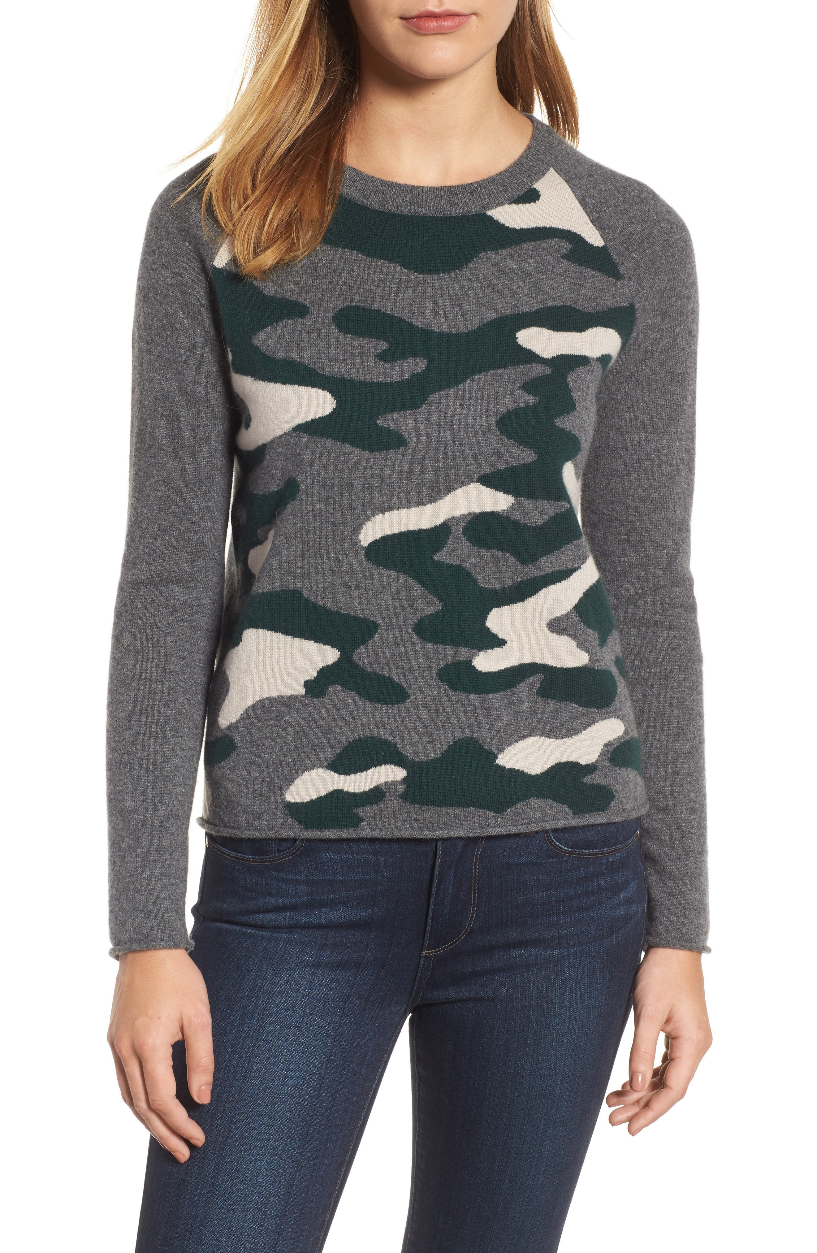 aqua cashmere camo sweater