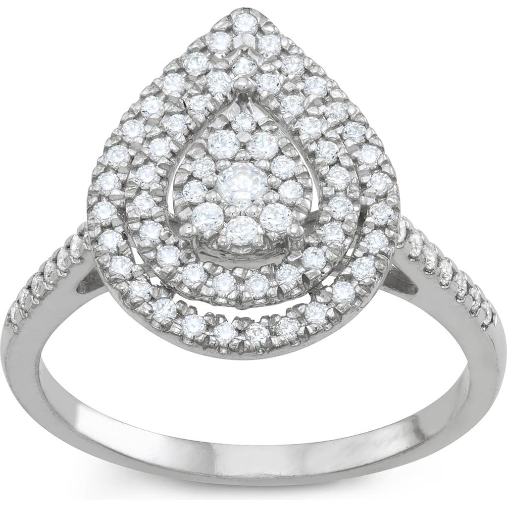 Fzn Diamond Pavé Teardrop Bridal Ring In Metallic