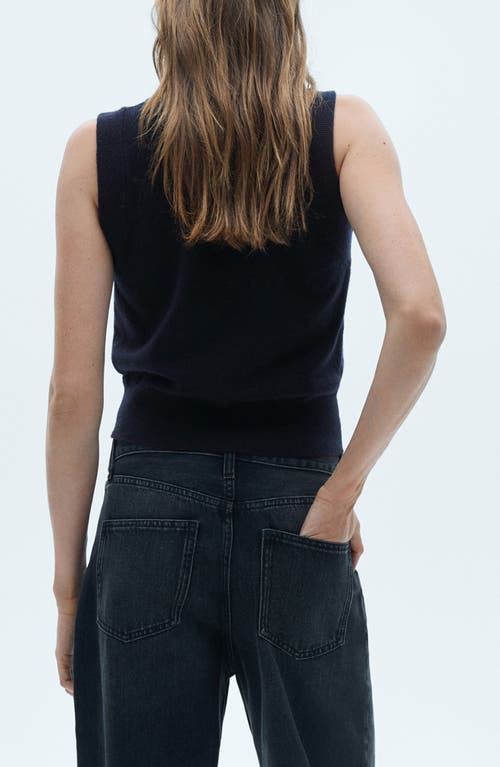 Mango Knit Vest In Dark Navy
