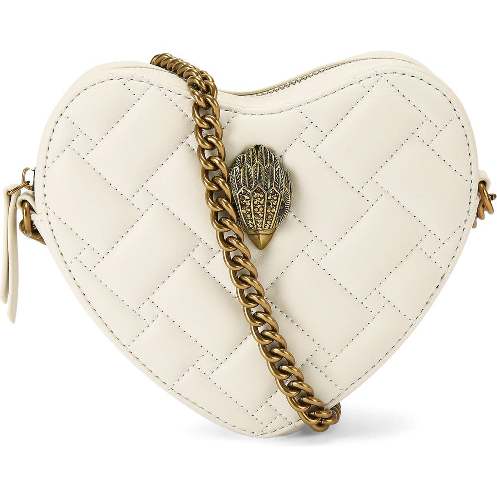 Kurt Geiger London Kensington Heart Quilted Leather Crossbody Bag In Neutral