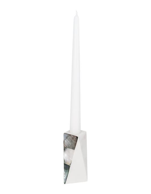 Anaya Marble Grey Pearl Candle Holders In White