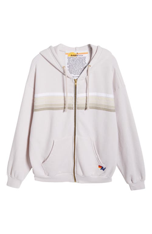 Aviator Nation 5-stripe Zip Hoodie In Dove Grey/white Grey
