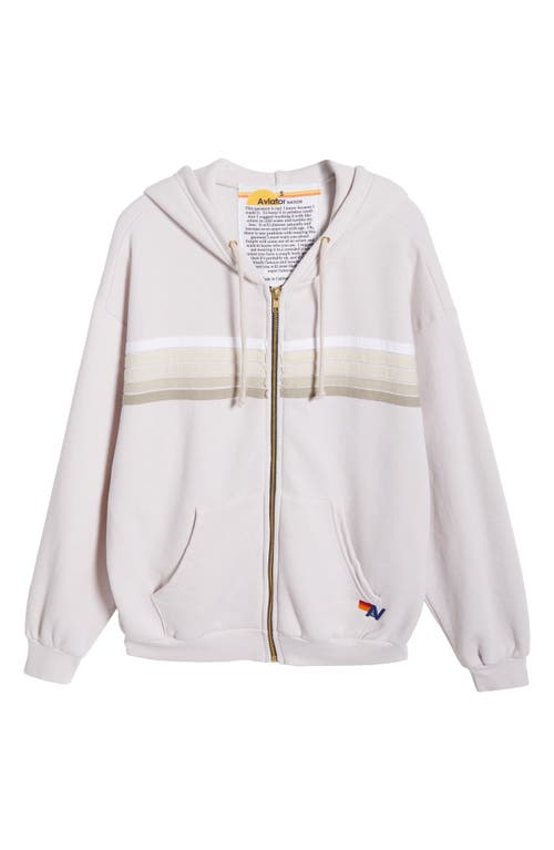 Shop Aviator Nation 5-stripe Zip Hoodie In Dove Grey/white Grey