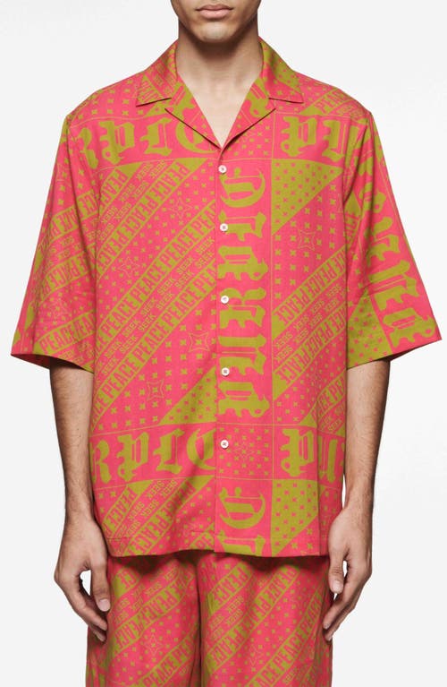 PURPLE BRAND Oversize Lyocell Camp Shirt Pink at Nordstrom,
