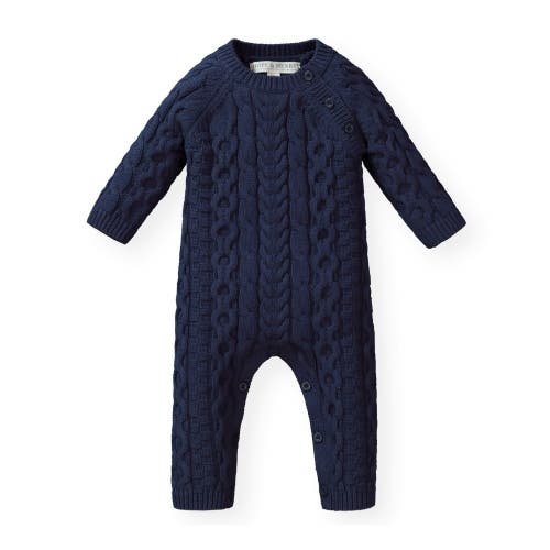 Hope & Henry Baby Cable Knit Sweater Romper In Blue