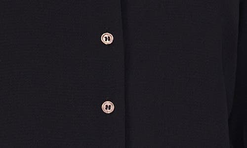 Cece V-neck Button-up Shirt In Rich Black
