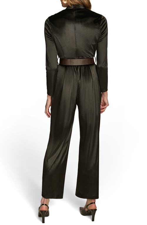 Shop Donna Karan New York Long Sleeve Velvet Jumpsuit In Black