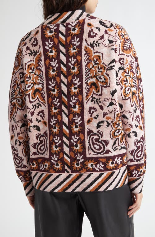 Shop Farm Rio Glam Tapestry Jacquard Cardigan In Glam Tapestry Burgundy