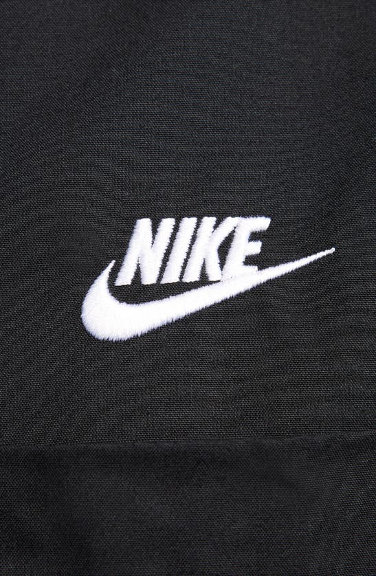 Shop Nike Club Venice Short Sleeve Drawstring Hem Cotton Button-up Shirt In Black/ White