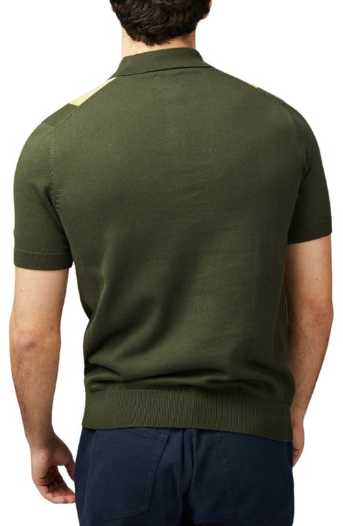 Ben Sherman Vertical Stripe Organic Cotton Polo Sweater In Camouflage