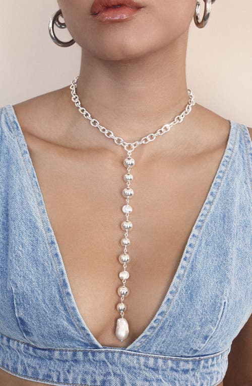 Ettika Silver Plated Deep Drop Lariat Necklace In Silver