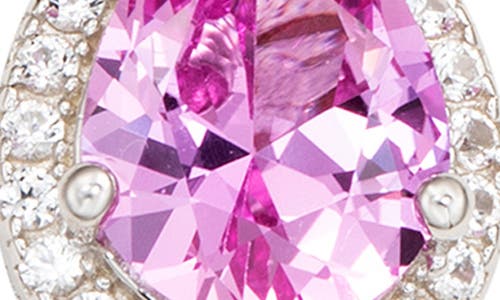 Shop Suzy Levian Sterling Silver Sapphire Drop Earrings In Pink/gold