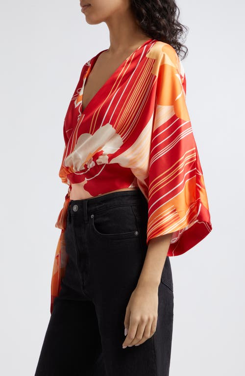 Shop Ramy Brook Minerva Floral Wrap Front Top In Flame Amore