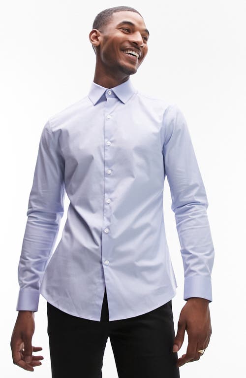Formal Stretch Button-Up Shirt in Light Blue