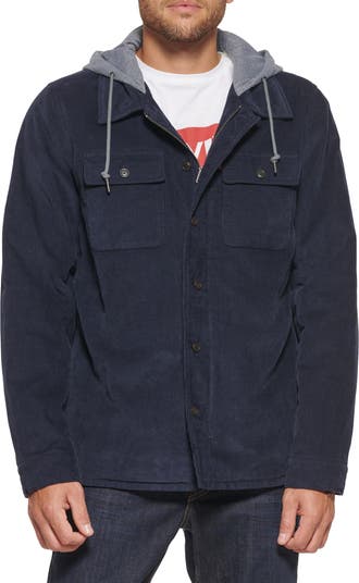 Levi's® Faux Shearling Lined Hooded Corduroy Shirt Jacket | Nordstrom