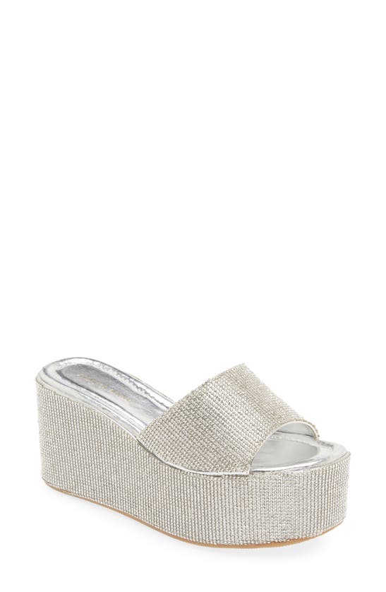 Shop Azalea Wang Arrow Platform Wedge Slide Sandal In Silver