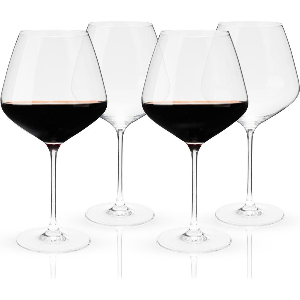 Viski Reserve European Crystal Burgundy Glasses Set Of 4 In Clear