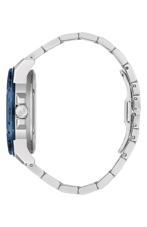 Bulova Marine Star Series A Mens Automatic Chronograph Silver Tone Stainless Steel Bracelet Watch 98a302 In Blue/silver