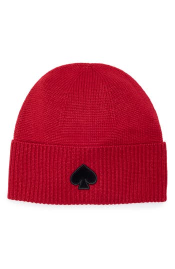 Kate Spade New York Flocked Spade Beanie In 600 Garnet Red