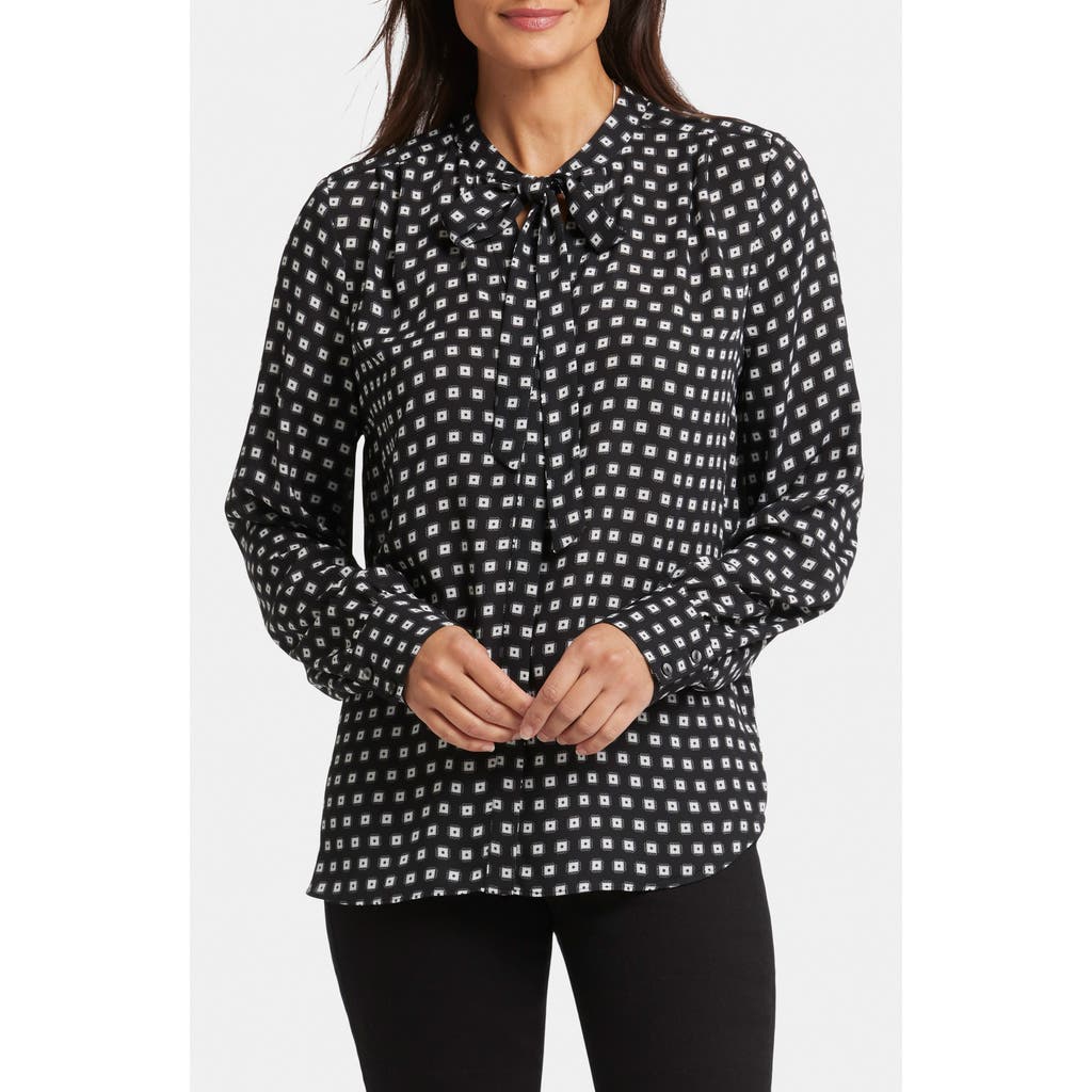 Nydj Tie Neck Button-up Shirt In Pearl Medallion