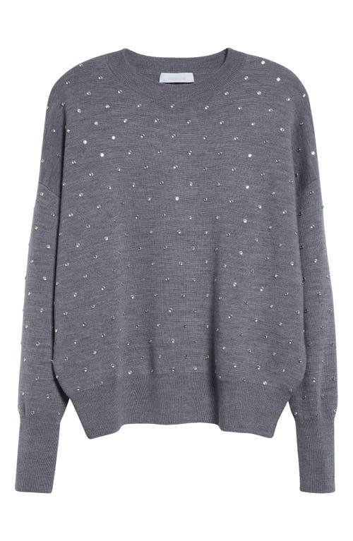 Shop Rabanne Embellished Wool Blend Sweater In Smocked Grey