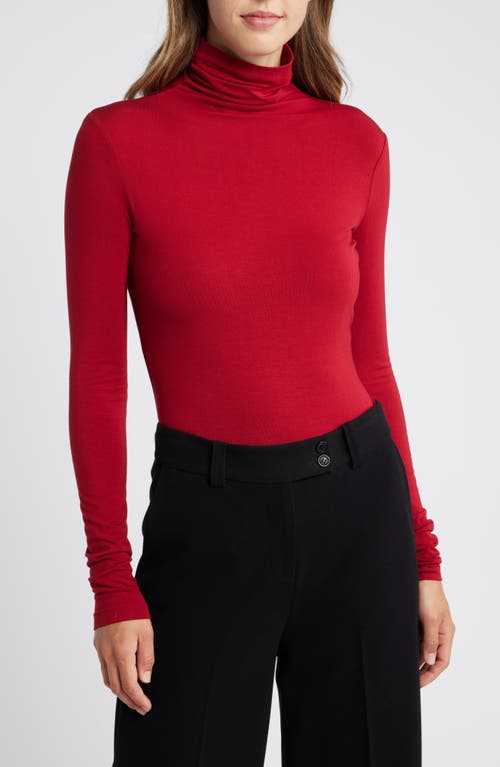 Shop Anne Klein Turtleneck Jersey Top In Titian Red