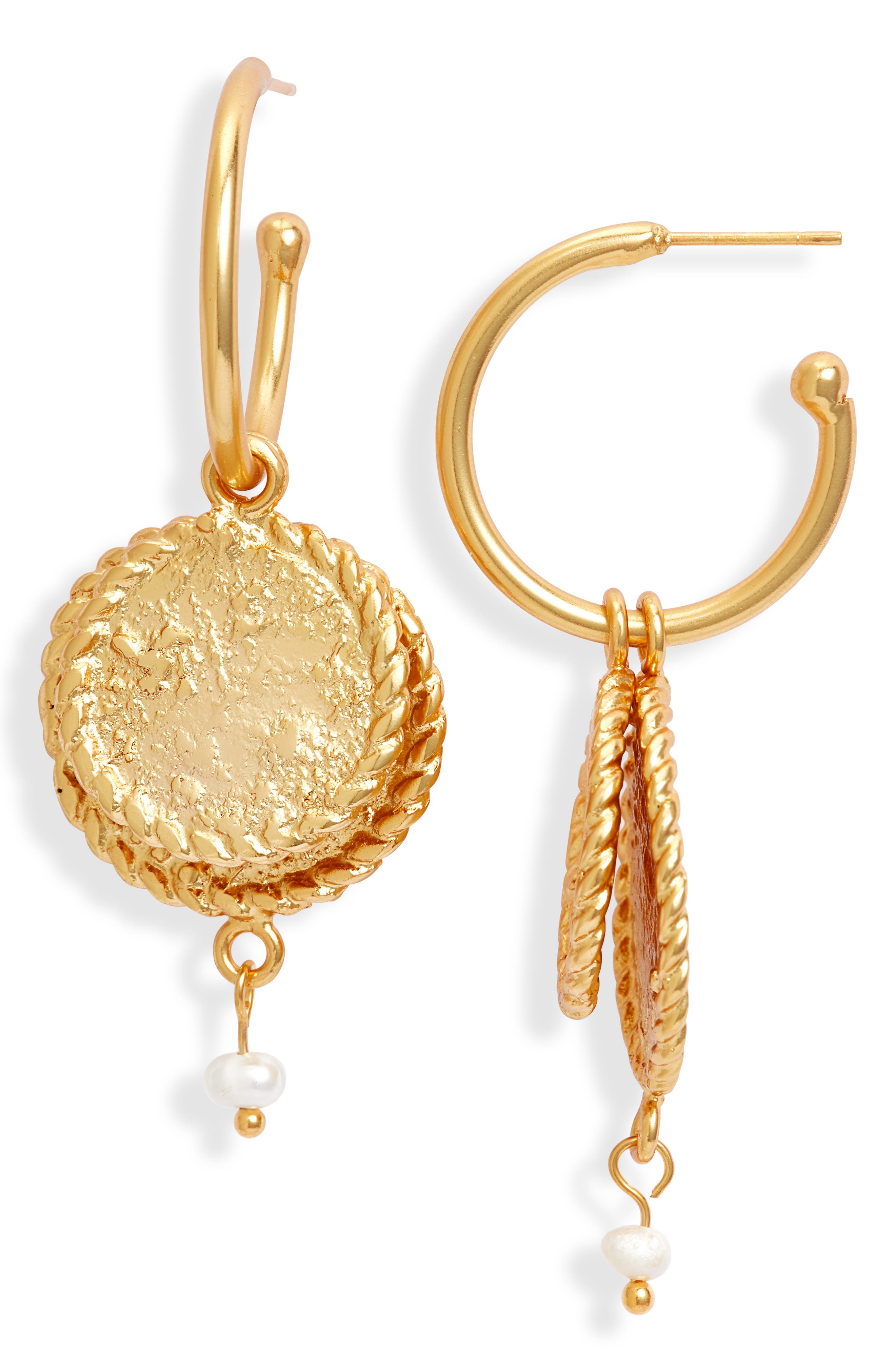 Crisobela Jewelry Caribe Doble Moneda Drop Hoop Earrings in Gold at Nordstrom